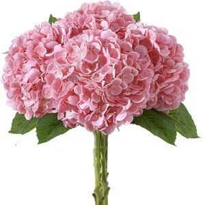 4-Pcs Pink Realistic Artificial Flowers Latex Faux Real Large Stems Home Decor